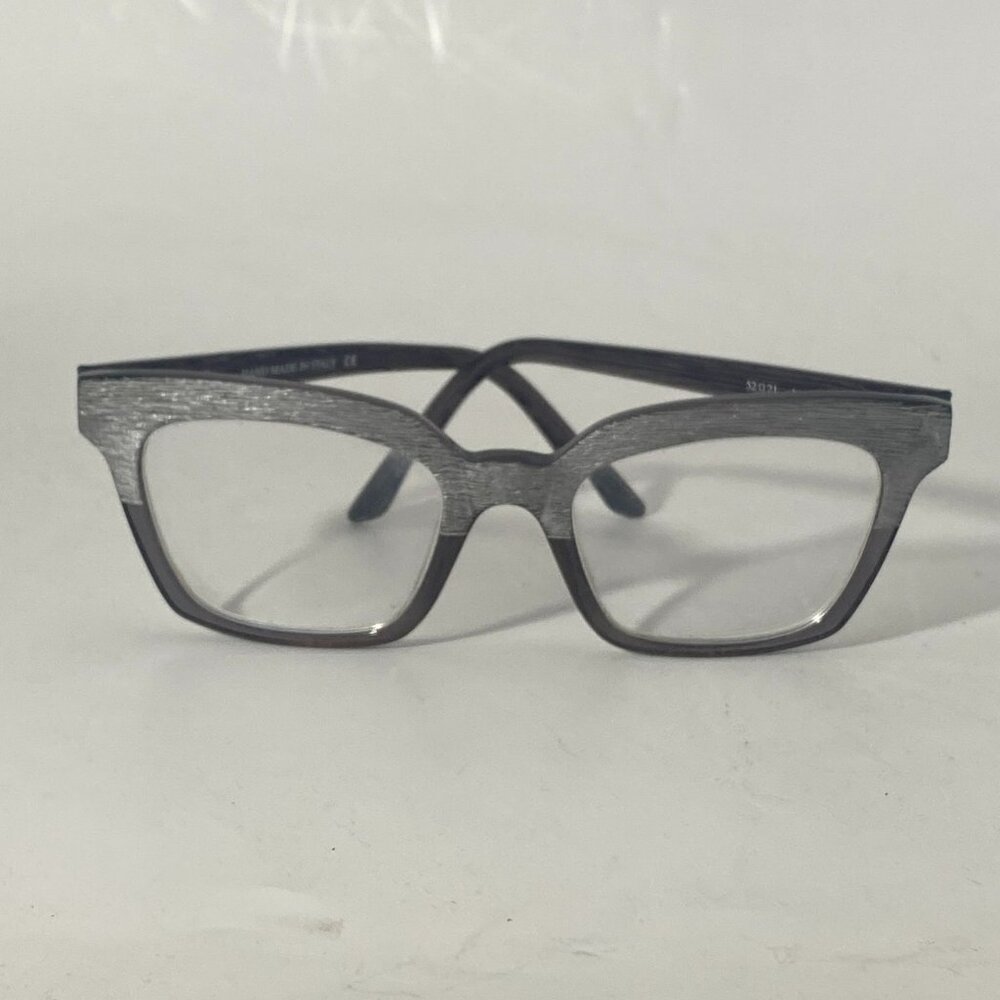 SEE "Torie" Eyeglass Frames, Made in Italy,  Silver front, Brown frame